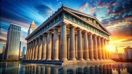 Fototapeta premium Modern Parthenon Architecture: Ancient Greek Design Meets Contemporary Cityscape