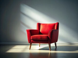 Modern Red Armchair Silhouette, Cozy Home Interior Design, Comfortable Seating, Minimalist Decor