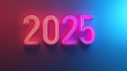 Neon Lights Displaying The Year Two Thousand Twenty Five