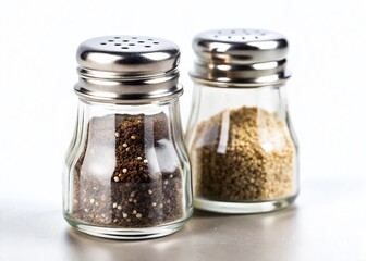 Modern Salt and Pepper Shakers: Tilt-Shift Miniature Photography on White Background