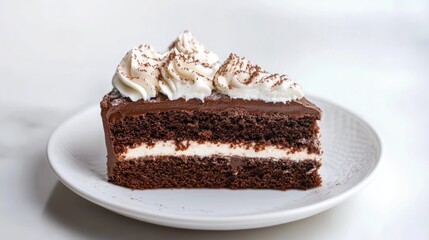 A Delicious Slice of Chocolate Cake with Creamy Frosting