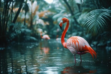Fototapeta premium Flamingo standing in water