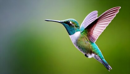 Fototapeta premium Beautiful hummingbird in flight and colorful feathers and perched in vibrant nature