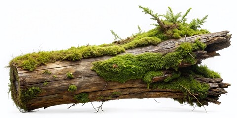 Mossy Tree Snag Double Exposure: Isolated PNG for Design Projects