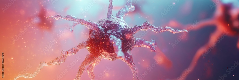 Poster microscopic cell structure: a detailed visualization of a neuron's intricate network