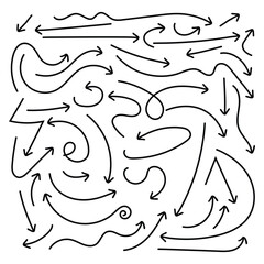 Abstract line art with arrows in white background