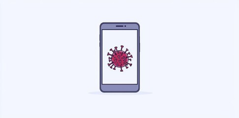 Smartphone virus alert digital health tech illustration
