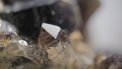 Macro photography of smoky quartz and morion crystals 1