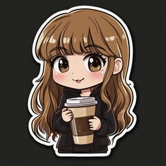 Adorable Anime Girl Enjoying a Warm Coffee