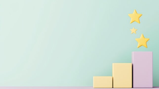 Star icon list on purple background with green elements