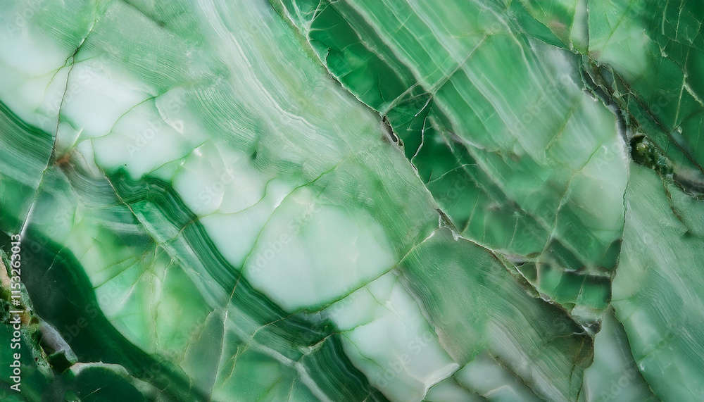 Poster close-up of a green marble surface showcasing the intricate patterns and textures of jade stone