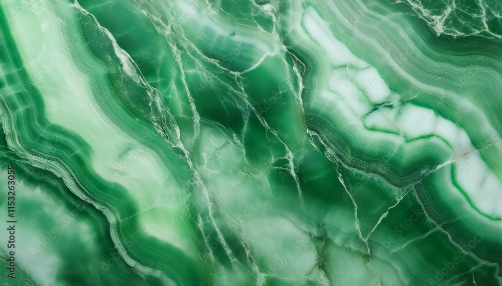 Poster close-up of a green marble surface showcasing the intricate patterns and textures of jade stone