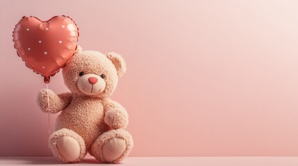 Fototapeta premium A teddy bear with a heart-shaped balloon