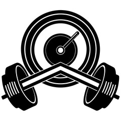 Fitness Equipment Silhouette On White Background 