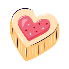 Heart shaped cookies. Valentine's day element for design on white background. Isolated vector illustration.