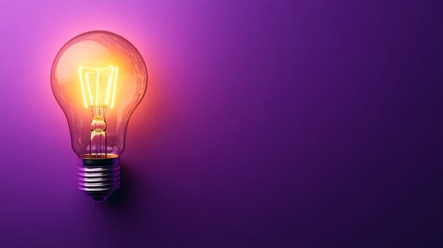 A light bulb against the purple background