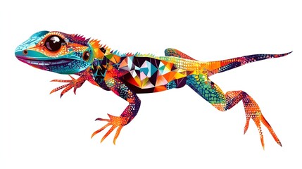 Obraz premium A vibrant colorful geometric lizard design