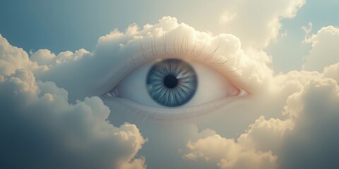 Cumulus Cloud Eyeball Symbolizing Divine Vision and Spiritual Insight