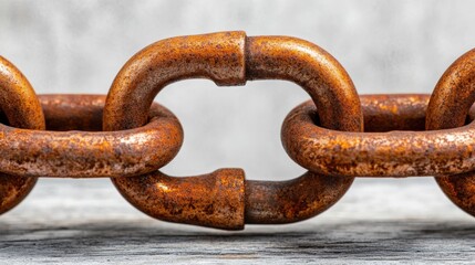 Fototapeta premium Close-up of a rusty padlock on a metal chain symbolizing security and weapon prohibition, set against a concrete wall background.