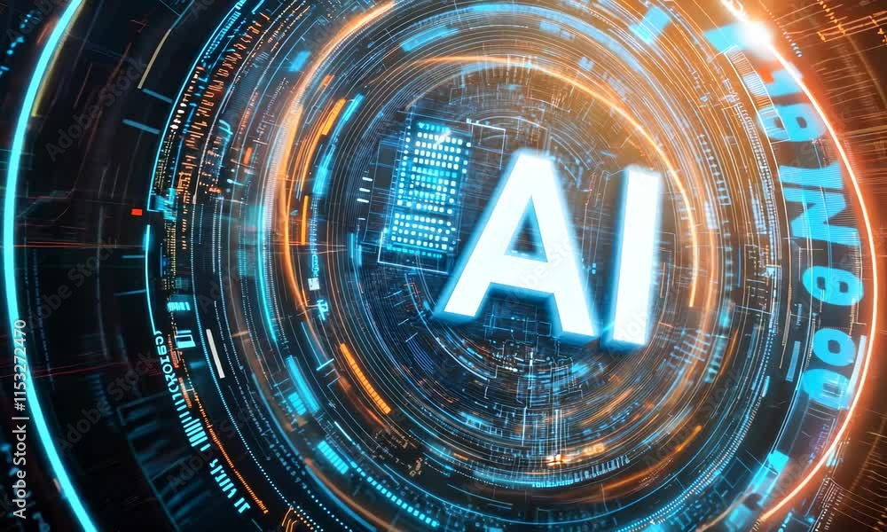 Poster a futuristic digital representation of artificial intelligence (ai) with glowing elements and circui