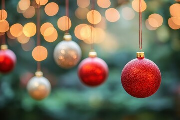 Decorative Christmas Balls Hanging on a Tree for Festive Holiday Decor