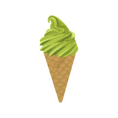 ice cream matcha cone vector illustration matcha theme