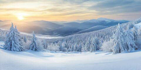 Winter in the Jeseniky mountains showcases a breathtaking frozen landscape, where the snow capped peaks highlight the serene beauty of the cold winter scenery. Experience the enchanting winter