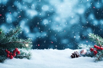 Elegant Christmas Blue Background with Soft Snowflakes for Festive Designs