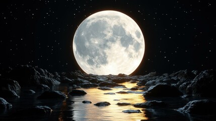 Moonlight Reflection. Levitating moon lamp Space id Sound bath Speculative fiction Smart telescope Adhd music Moonpay Tunetank Artlist Glowday Full reflecting on rocky river at night wit