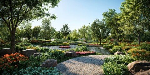 Nature in a tranquil park setting showcases the beauty of nature, highlighting serene landscapes, lush greenery, and vibrant flora that defines the essence of nature in outdoor spaces.
