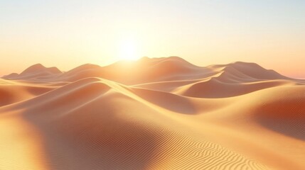 Golden Desert Dunes Sunset Landscape
