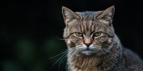 Obraz premium Elderly cat gazing directly at the camera, showcasing its unique character. This older cat captures attention with its expressive eyes and gentle demeanor, making it a perfect subject for cat