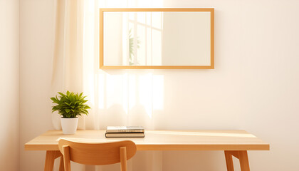 Frame mockup, ISO A paper size. Living room wall poster mockup. Interior mockup with house background. Modern interior design. 3D render