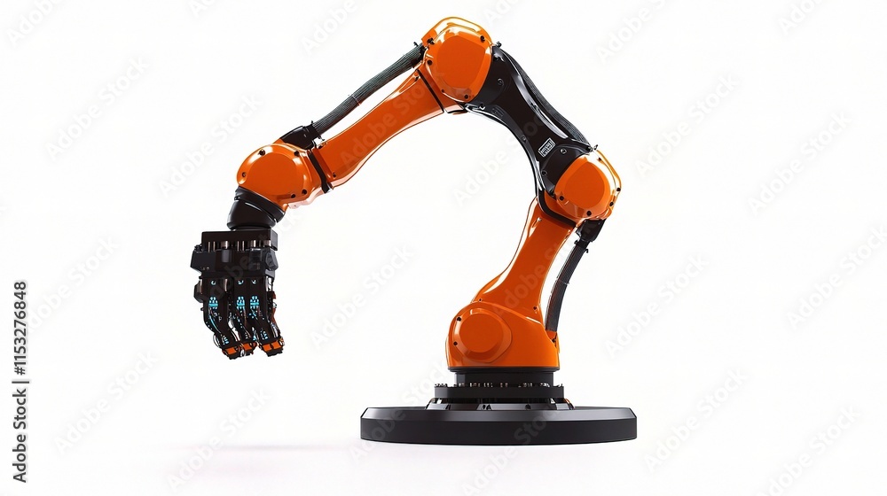 Poster intelligent automation robot arm in modern factory environment