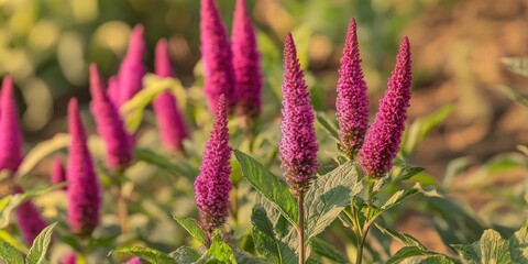 During the summer, amaranth flourishes beautifully in the garden, showcasing vibrant colors and delicate blooms that enhance the garden s overall appeal with amaranth s stunning presence.