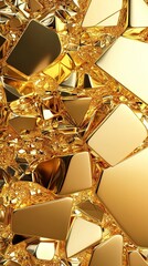 Seamless Golden Mosaic Pattern: Luxurious 3D Rendered Abstract Background. High-Quality C4D and OC Renderer Style Design for Innovative Marketing Materials. AI-Generated 32K Ultra HD Wallpaper for Ban