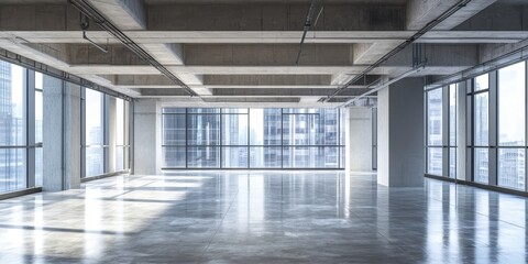 Fototapeta premium Vacant space in a multi tenant building, showcasing the potential for new tenants and opportunities within a multi tenant environment, highlighting the benefits of a multi tenant structure.