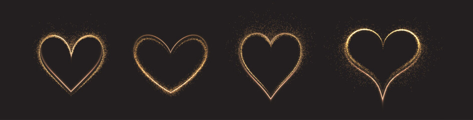 magical gold-themed romantic burst of sparkles, flares, butterflies, and shimmering lights&mdash;ideal for luxury Valentine's, Christmas, or festive decoration designs.