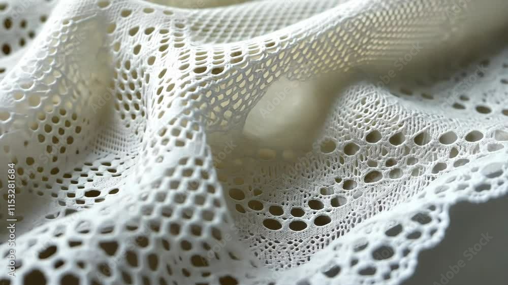 Poster elegant lace fabric draping softly with intricate patterns and delicate textures captured in natural