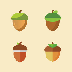 Acorn set of logo icons vector illustration