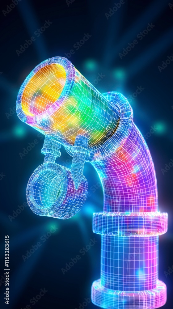 Poster industrial pipe design blueprint engineering architecture 3d model abstract technolo