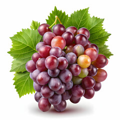 Fototapeta premium A bunch of grapes isolated on a transparent background, displaying plump, juicy purple or green grapes.