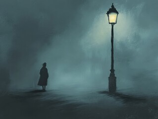 Mysterious Figure Beneath a Streetlamp