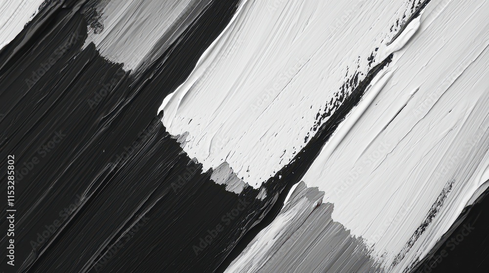 Poster abstract black and white paint texture with textured brush strokes and patterns