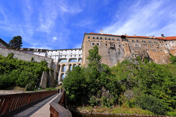 Cloak Bridge (Plastovy most) at Cesky Krumlov, a city in the South Bohemia region of the Czech Republic (Czechia)