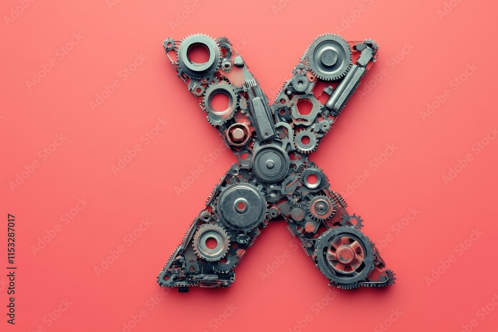 Poster the image is a close up of a machine with many gears and bolts