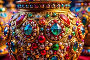 Panoramic View of Antique Gemstone Vase - Elegant Still Life Photography