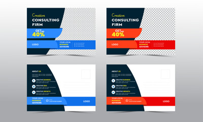 Modern Postcard Vector Template with Travel Illustration Features.