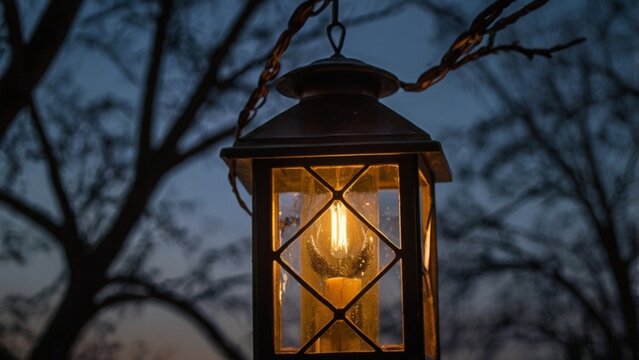 Lamp Lantern At Dusk Landscape Background