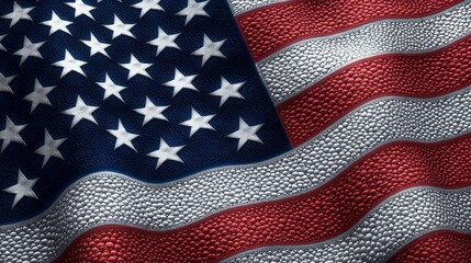 Obraz premium American Flag Patriotism Stars Stripes Leather Texture National Pride USA